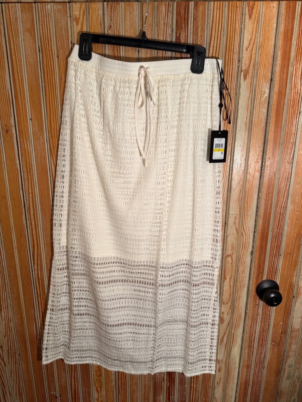 DKNYC Cream Crochet Maxi Skirt